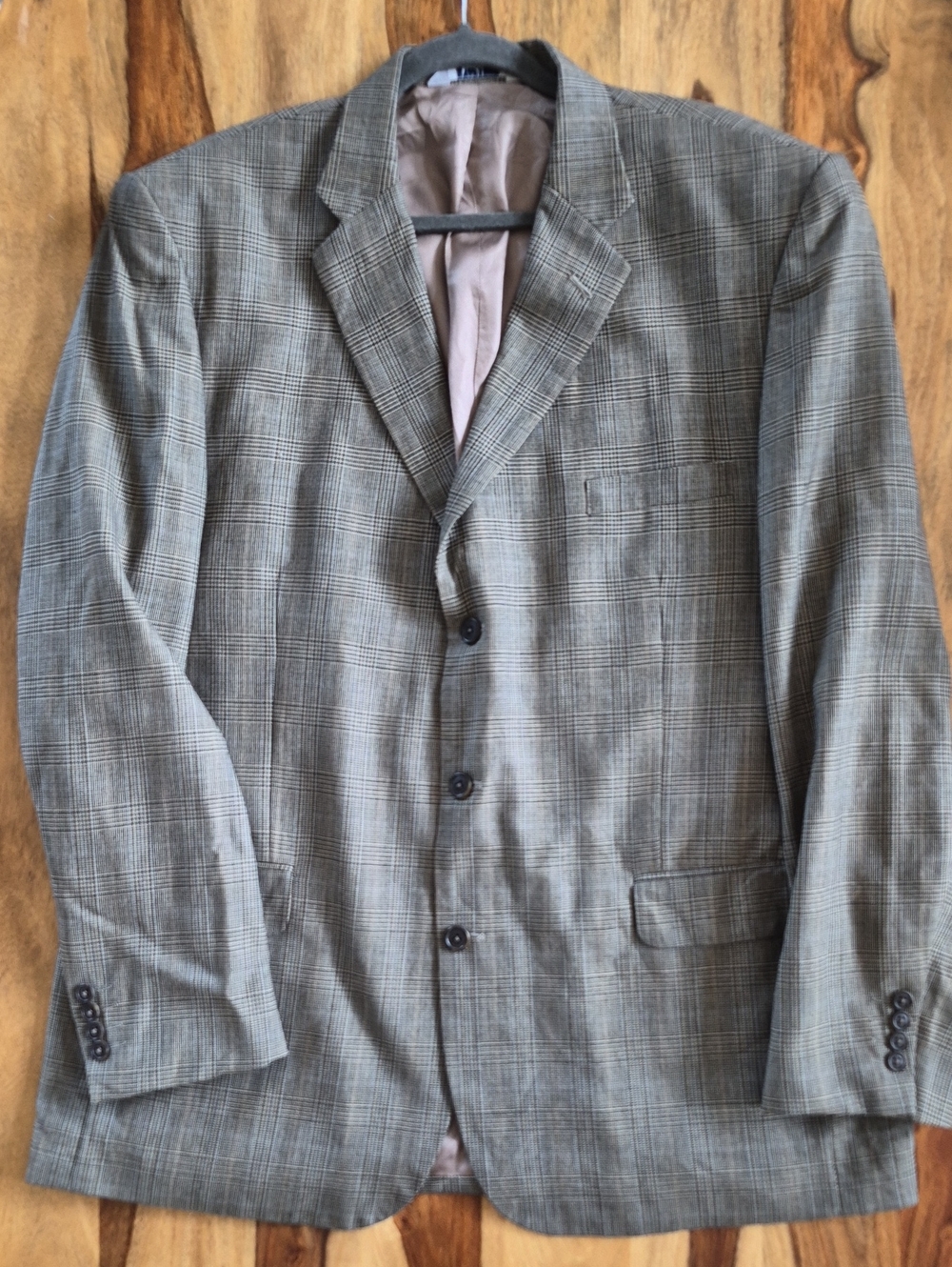 Stafford Executive 100% Wool Three Button, Houndstooth Pattern Blazer Sz 46 Long